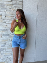 Load image into Gallery viewer, Lime V-neck Crop
